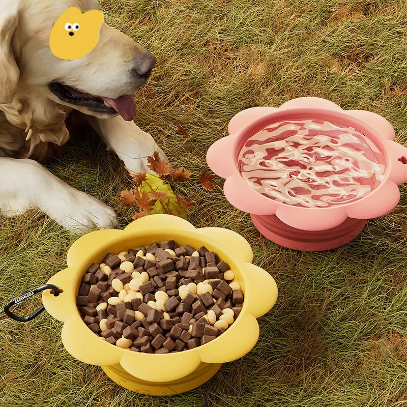 Dog Collapsible Bowl Folding Silicone Pet Travel Bowls Food Water Feeding BPA Free Foldable Cup Dish With Carabiner PETART