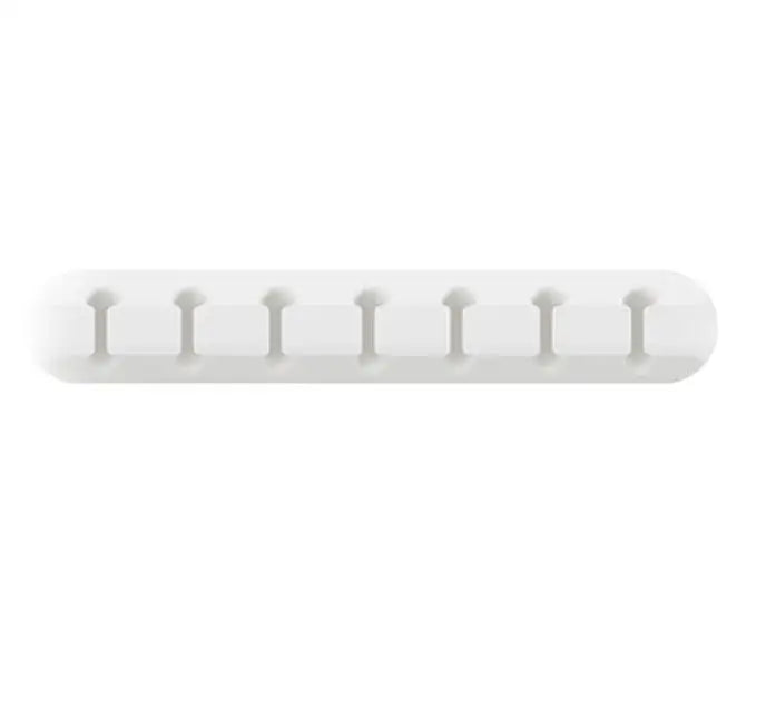 White silicone desk cable organizer clip bar with 8 cable hooks