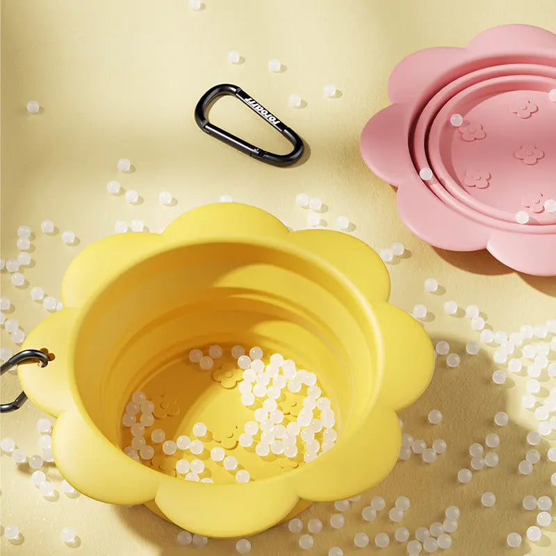 Dog Collapsible Bowl Folding Silicone Pet Travel Bowls Food Water Feeding BPA Free Foldable Cup Dish With Carabiner PETART